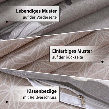 Bettw&auml;sche-Set 6tlg. &ndash; Blumendesign, grau
