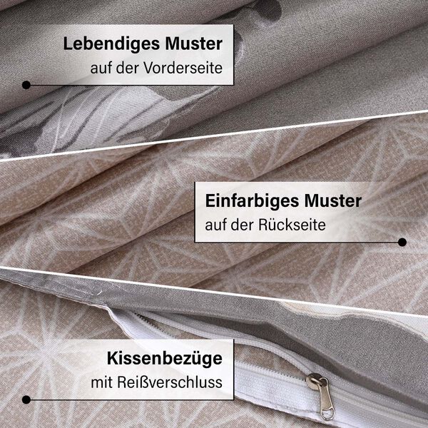 Bettwäsche-Set 6tlg. – Blumendesign, grau image number 4