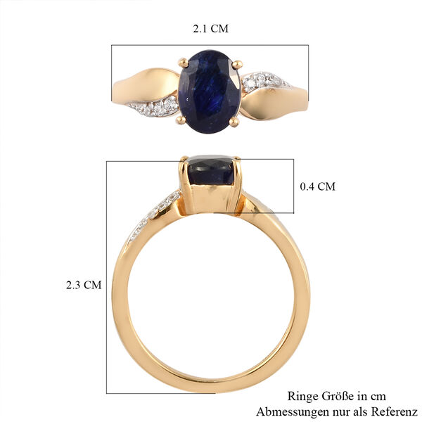 Masoala Saphir (Fissure gef&uuml;llt) und Zirkon Ring 925 Silber vergoldet image number 7