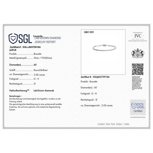 LUXURIANT DIAMOND - Lab Grown Diamant SI-GH SGL zertifiziert Armband ca. 19 cm 925 Silber rhodiniert ca. 2.00 ct image number 6