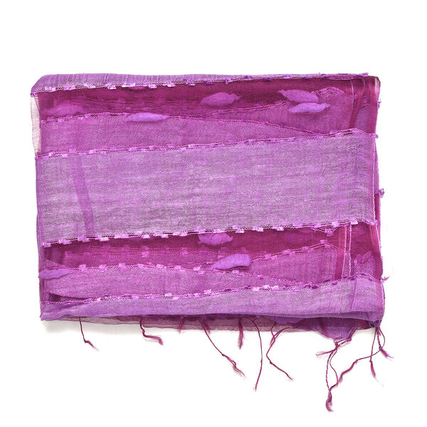 Modal-Seide-Schal, Streifendesign, 175x60 cm, Lila image number 4