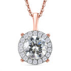 Moissanit Anhänger mit Kette, 925 Silber 750 Roségold Vermeil ca. 2.07 ct