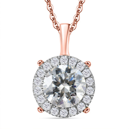 Moissanit Anhänger mit 50cm Kette, 925 Silber 750 Roségold Vermeil - 2 ct. image number 0