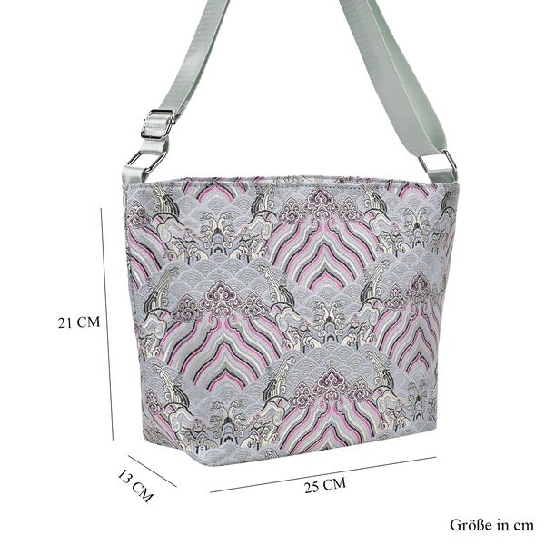 Jacquard-Tasche aus Poly-Satin mit Futter und Rei&szlig;verschluss, Innentasche, t&uuml;rkis image number 7
