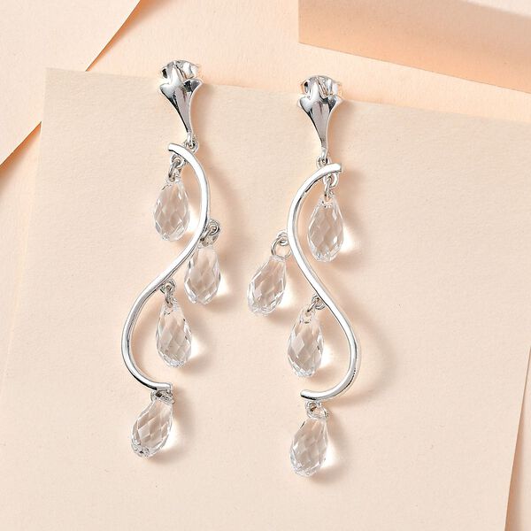 Wei&szlig;er Kristall Ohrringe 925 Silber image number 2