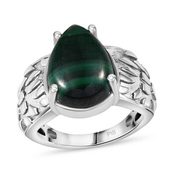 Malachit Ring, Silberton, (Gr&ouml;&szlig;e 19.00) ca. 6.73 ct