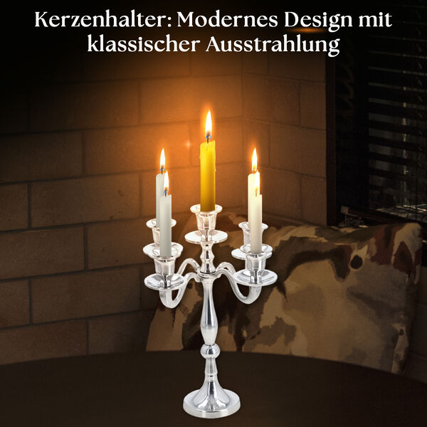 Aluminium Kerzenst&auml;nder &ndash; 5-armig, Klappbar, Nickel-Finish image number 1