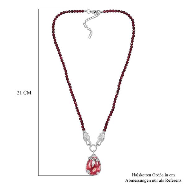 AA Norwegischer Thulit, Rhodolith Granat Halskette, ca. 45 cm Silberfarben, ca. 80.56 ct image number 6