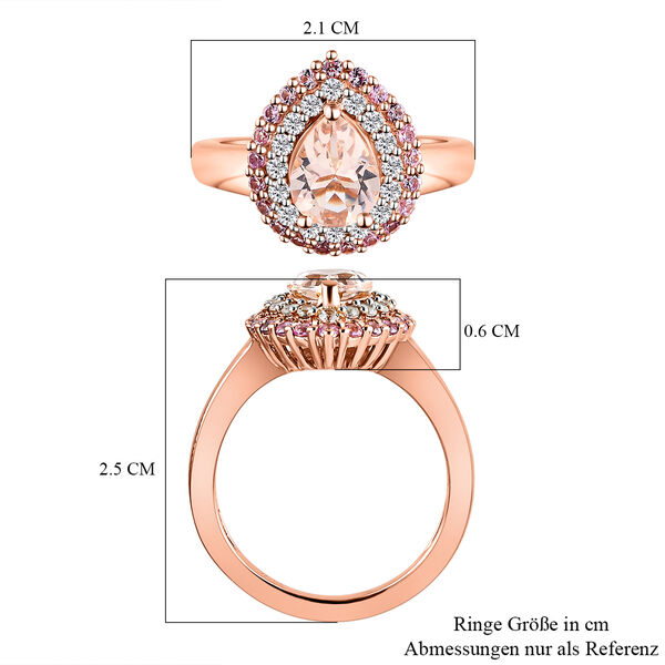 Marropino Morganit und rosa Saphir-Ring, 925 Silber Roségold Vermeil,  ca. 1,48 ct image number 7