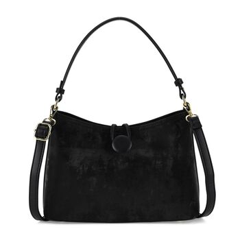 Crossbody Taschen Set 2 teilig mit Rei&szlig;verschlussfach und Innenfach 30 x 12 x 20 cm Schwarz