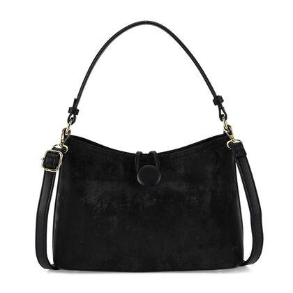 Crossbody Taschen Set 2 teilig mit Rei&szlig;verschlussfach und Innenfach 30 x 12 x 20 cm Schwarz