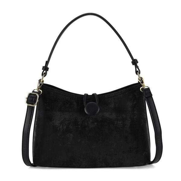 Crossbody Taschen Set 2 teilig mit Rei&szlig;verschlussfach und Innenfach 30 x 12 x 20 cm Schwarz