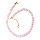 Natürlicher Peruanischer Rosa Opal Halskette ca. 45 cm + 5 cm Extender, zertifiziert und geprüft, 925 Silber 750 Gelbgold Vermeil ca. 160.00 ct