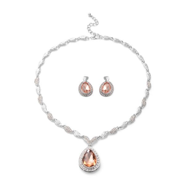 Simuliertes, braunes und wei&szlig;es Kristall-Schmuckset - 55,53 ct.