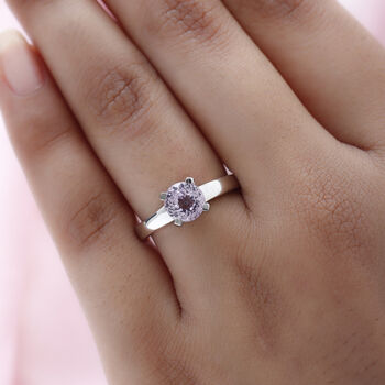 AA Martha Rocha Kunzit-Ring, 925 Silber platiniert  ca. 1,77 ct