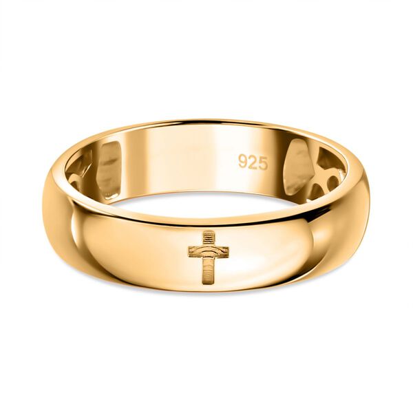 Bandring mit Kreuzmotiv, 925 Silber Gelbgold Vermeil image number 0