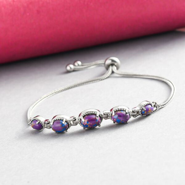 Lila Mojave T&uuml;rkis Armband, ca. 26.75 cm, Ionenbeschichteter Stahl ca. 3.93 ct image number 2