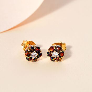 Labor schwarze Opal und Zirkon-Ohrringe - 0,63 ct.