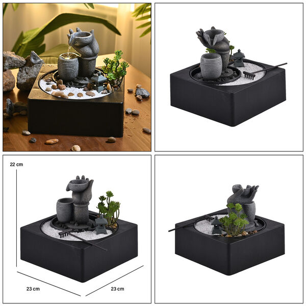 Indoor-Wasserbrunnen mit LED-Licht, 23x23x22 cm, Hand image number 5
