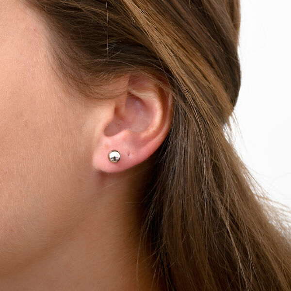 Nugget Kugel Ohrstecker, 585 Wei&szlig;gold image number 1