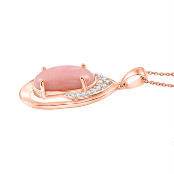 D'Joy AA Rosa Opal, Wei&szlig;er Zirkon Schmuckset ca. 50 cm 925 Silber 750 Ros&eacute;gold Vermeil ca. 4,96 ct.