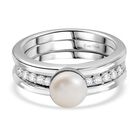 Süßwasser Perle, Weißer Zirkon Ring Messing (Größe 20.00)