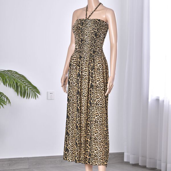 Gesmoktes Kleid, brauner Leopardendruck image number 3