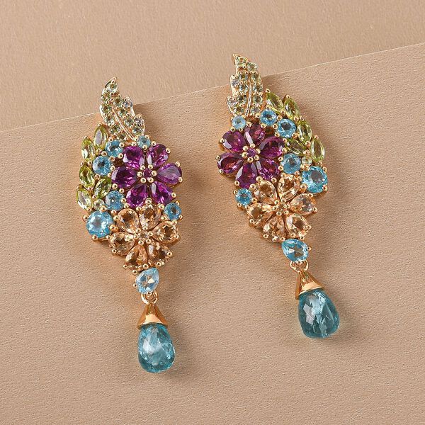 GP Italian Garden Kollektion - Florale, mehrfarbige Edelstein-Ohrringe in Silber image number 2