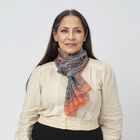 Tabby Printed 100%  RECTANGLE  SILK SCARF COLOR : Peach SIZE : 49  x 160  cm