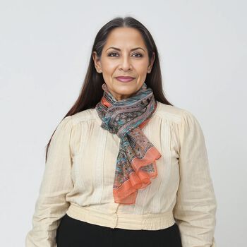 Tabby Printed 100%  RECTANGLE  SILK SCARF COLOR : Peach SIZE : 49  x 160  cm