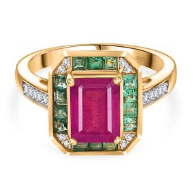 AA Afrikanischer Rubin , Smaragd und Zirkon Ring - 2,9 ct.