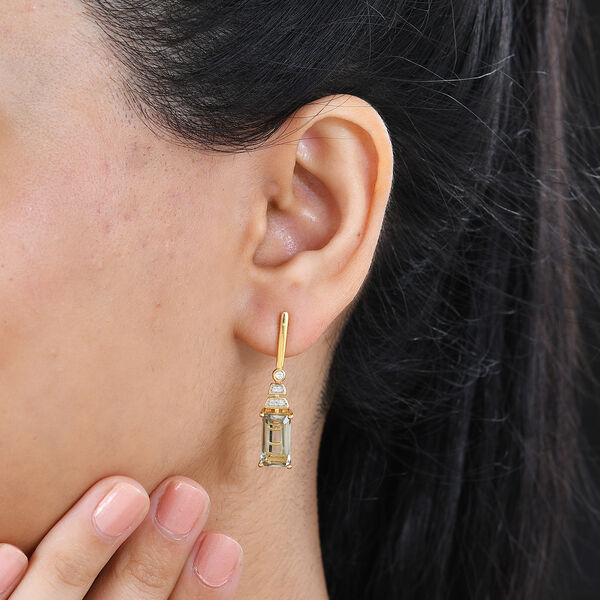 Prasiolith, Rose De France Amethyst und Zirkon Ohrringe - 5,33 ct. image number 3