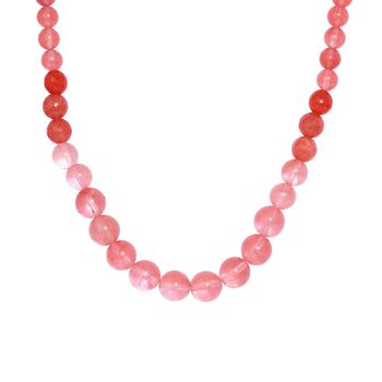 Erdbeer Quarz Halskette ca. 50 cm Messing rhodiniert ca. 270.00 ct