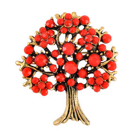 Roter Kristall Brosche  Antikes Gold