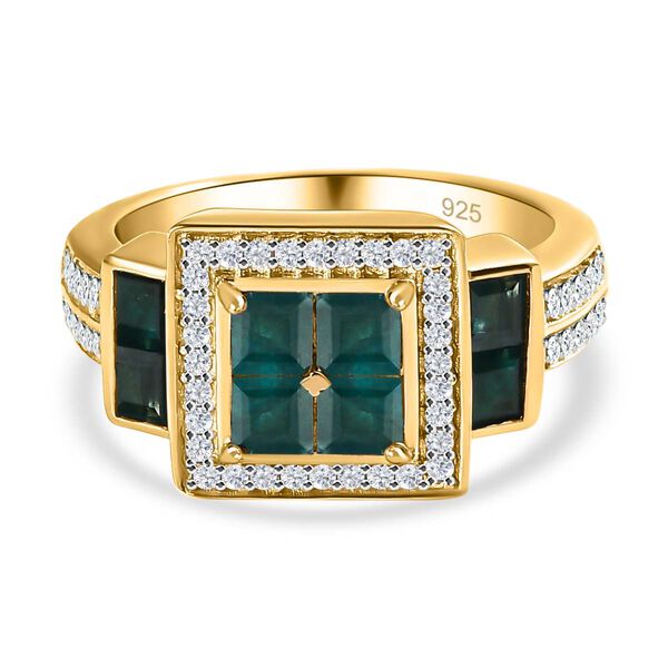 Grandidierit und Zirkon-Ring, 925 Silber Gelbgold Vermeil  ca. 1,58 ct