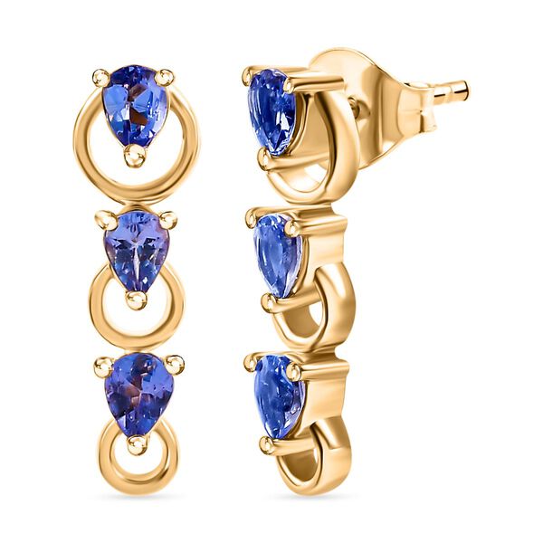 Tansanit Ohrringe 925 Silber vergoldet ca. 0.91 ct