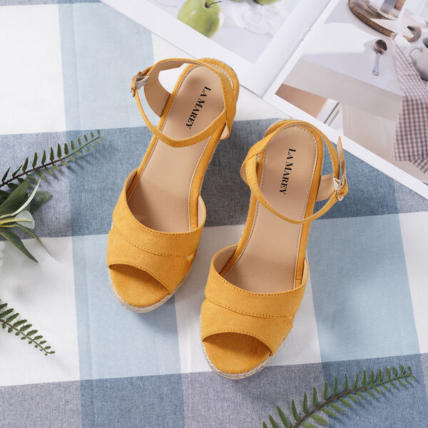 LA MAREY: Espadrilles mit Keilabsatz, Gelb  image number 5