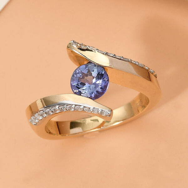 Tansanit und Zirkon-Ring, 925 Silber vergoldet  ca. 1,28 ct image number 2