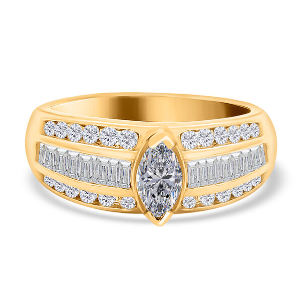 New York Kollektion- SI natürlicher, gelber und I1 GH weißer Diamant-Ring- 1,50 ct. image number 0