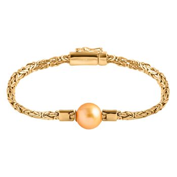 AAA Goldene S&uuml;dsee Perle, Lab Grown Diamant Armband ca. 19 cm 925 Silber 916 Gelbgold Vermeil