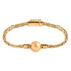 AAA Goldene Südsee Perle, Lab Grown Diamant Armband ca. 19 cm 925 Silber 916 Gelbgold Vermeil
