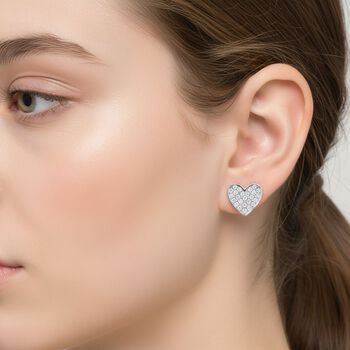 LUSTRO STELLA wei&szlig;e Zirkonia Herz Ohrringe