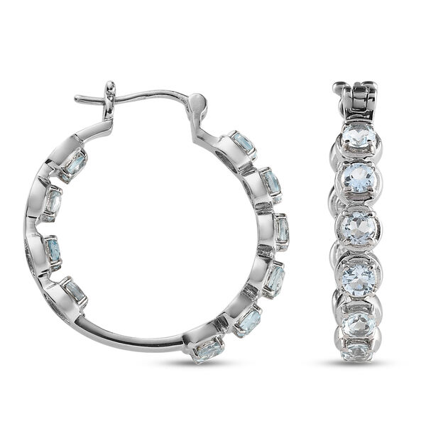 Himmelblaue Topas Creolen Edelstahl ca. 6,14 ct image number 4