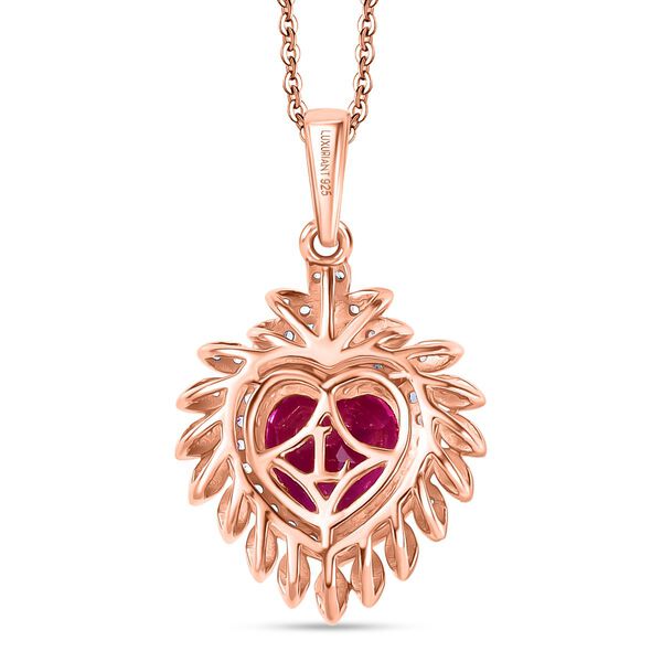 LUXURIANT AAA Labor Rosa Saphir und Zirkon Anh&auml;nger mit 50cm Kette - 3,25 ct. image number 5