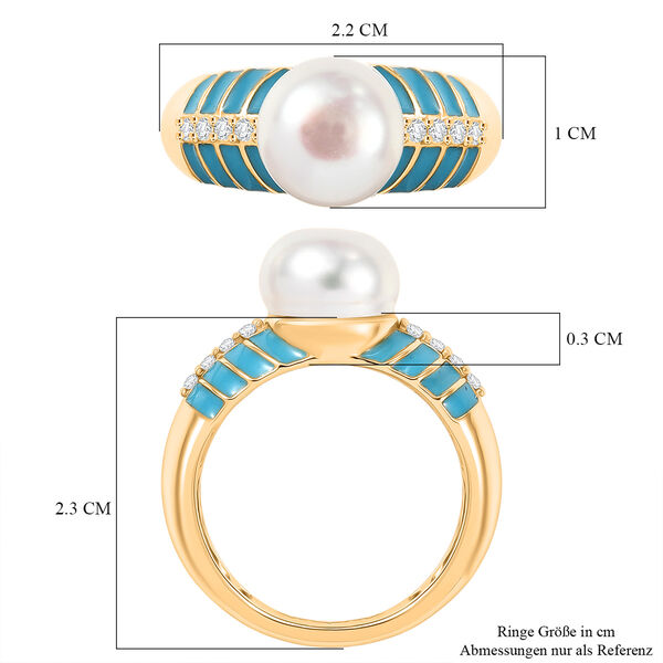 EverTrue S&uuml;&szlig;wasser Perle und Zirkon emaillierter Ring image number 6