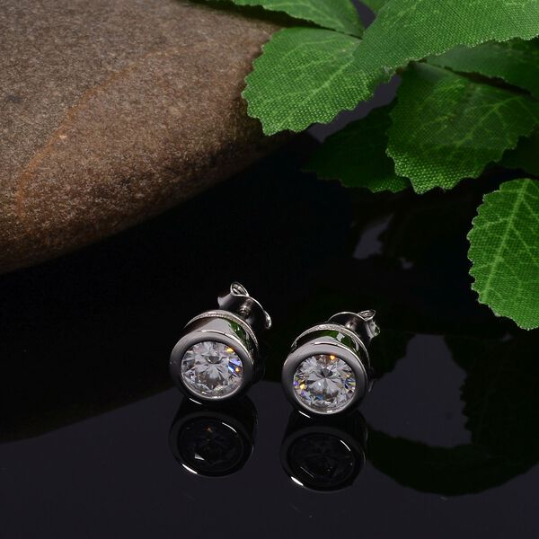 Moissanit Nugget Ohrringe, 925 Silber rhodiniert - 2 ct. image number 2