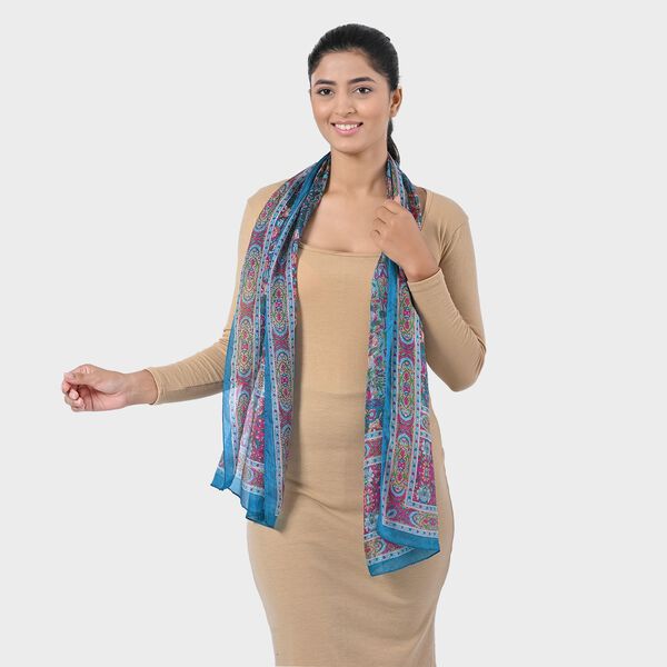 Geldbörsen-Set mit Vogel-Muster und bedruckter Schal aus 100% Seide image number 10