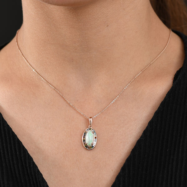 D’Joy AA natürlicher, äthiopischer Welo Opal und mehrfarbiger Diamant Anhänger mit 45cm Kette - 2,45 ct. image number 3