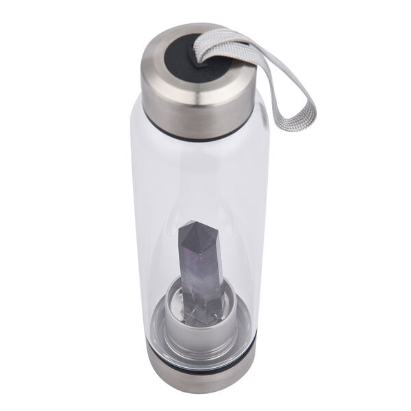 Glas Wasserflasche mit regenbogen Flourit Edelstein 600ml image number 2