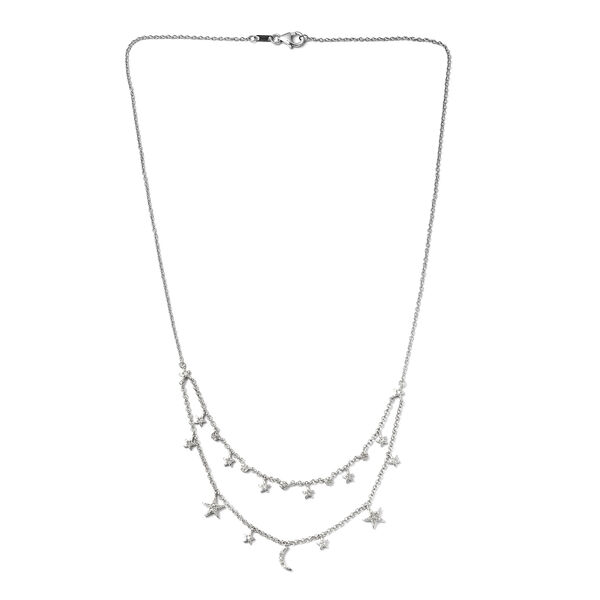 Diamant Stern und Mond Halskette in Silber image number 4
